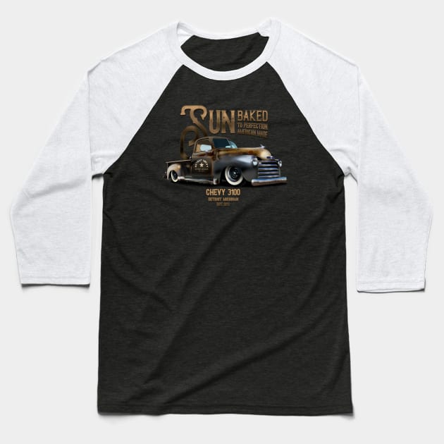 Chevy Sun Baked Truck Baseball T-Shirt by hardtbonez